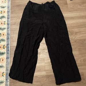 Black Wide-Leg Elastic Pants